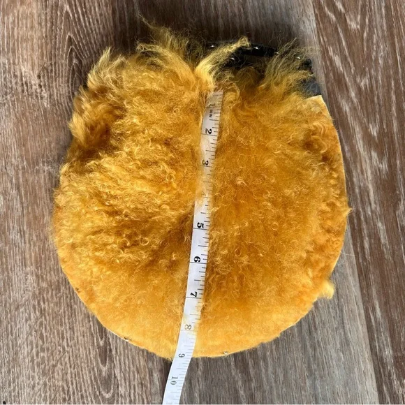 Rebellion Bags Yellow Tibetan Wool Wristlet Nail Studded Genuine Leather - Picture 3 of 4